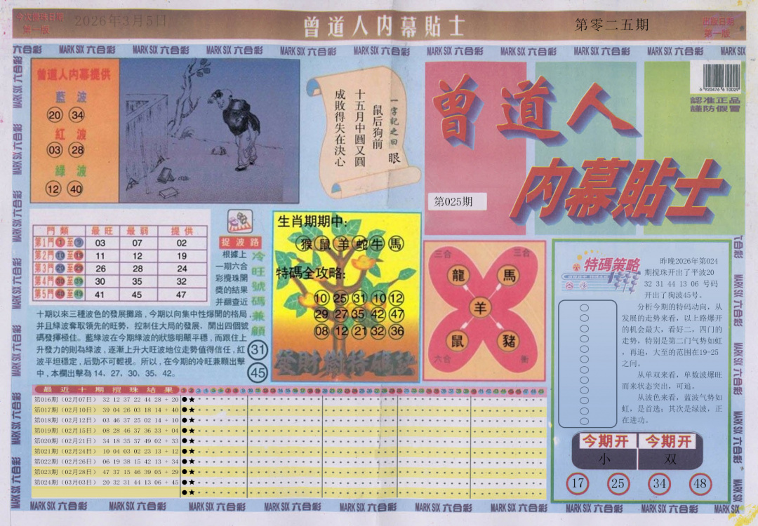 025期曾道人内幕贴士A[图]