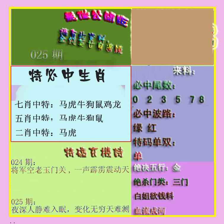 025期波肖门尾最佳公开版[图]