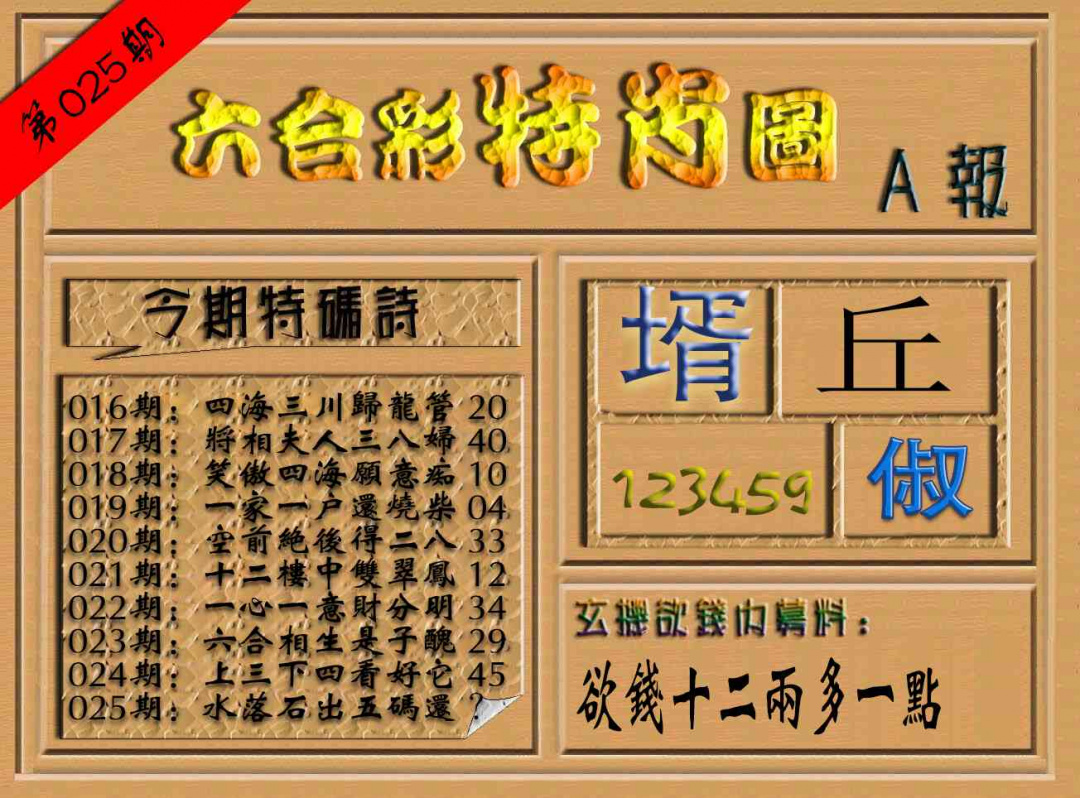 025期六合彩特肖图（A报）[图]