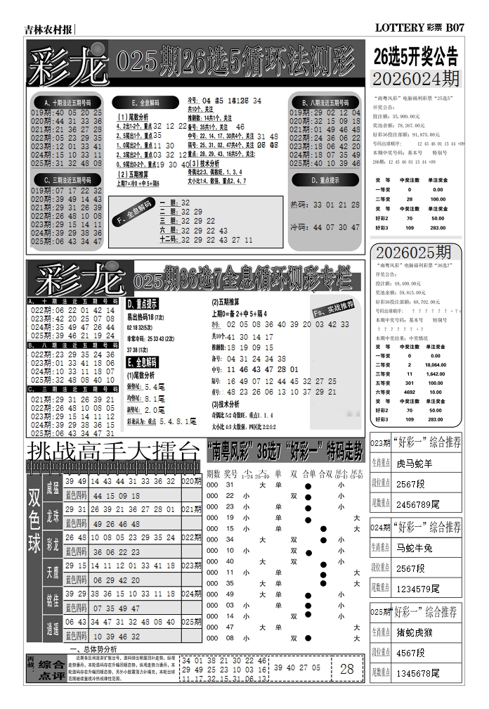 025期七星彩图(高清)D[图]