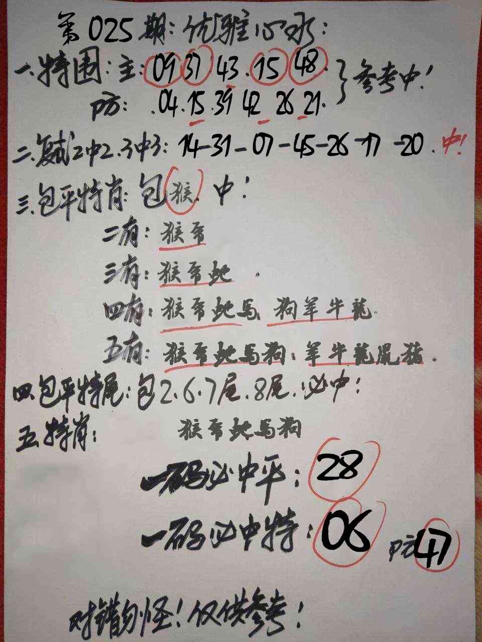 025期优雅心水[图]